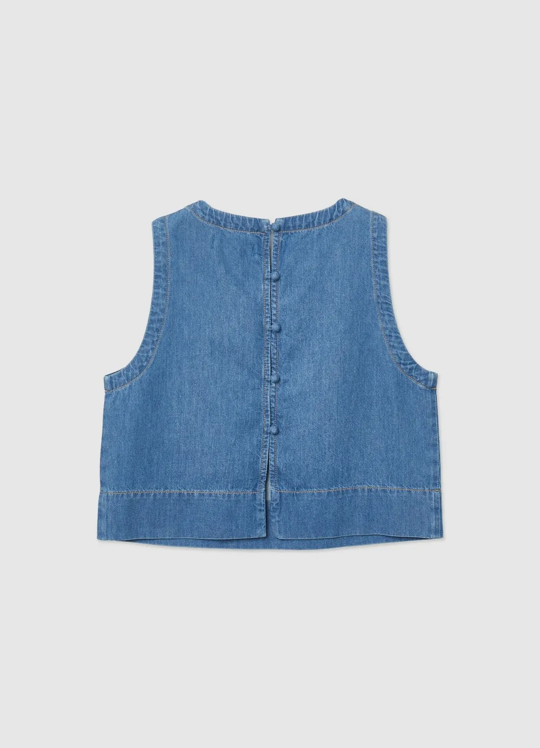 Calliope top denim femme boutons dos sans manches
