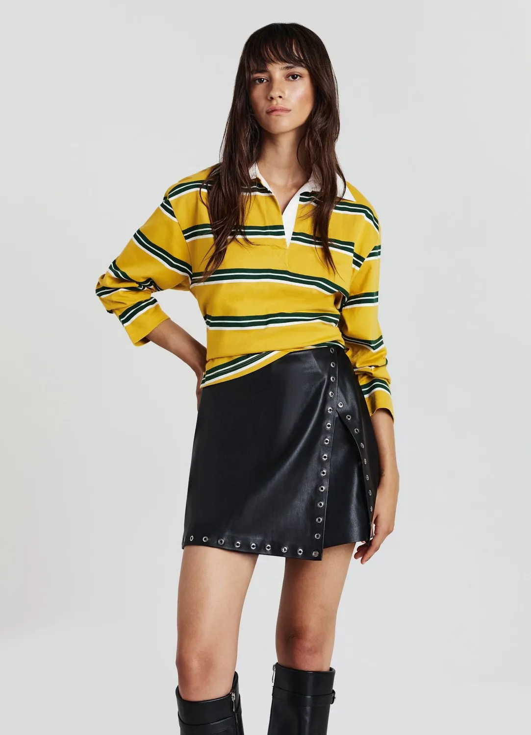Calliope jupe-pantalon simili cuir cloutée femme
