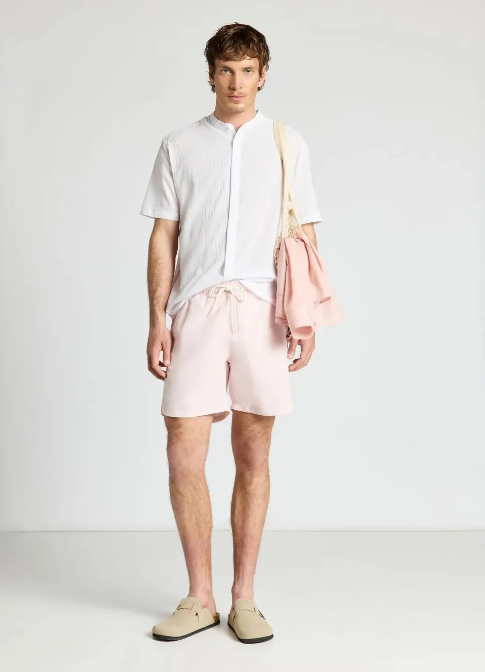 Calliope chemise col coréen homme manches courtes unie
