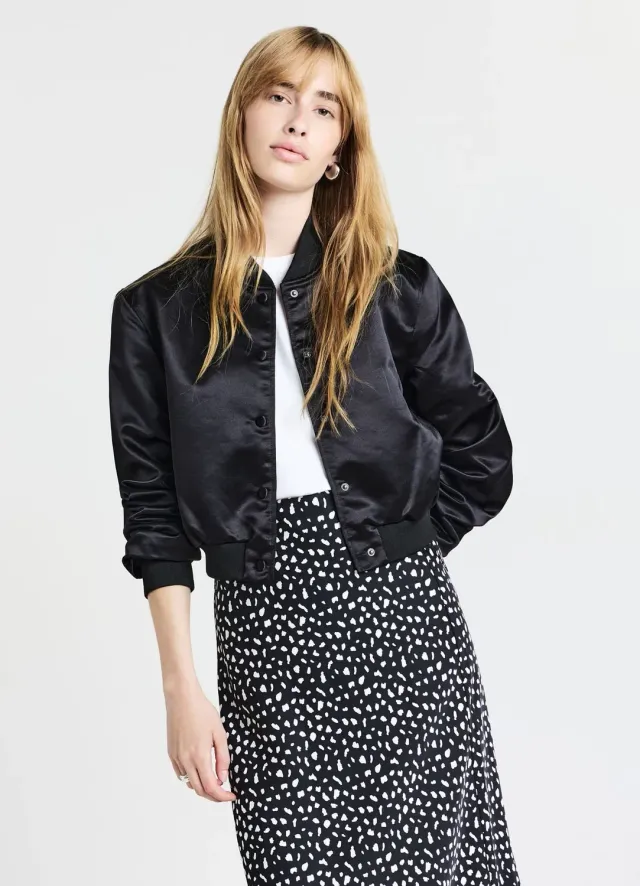 Calliope bomber satin veste femme uni