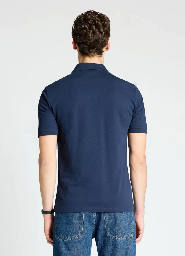 Calliope polo homme col ouvert jacquard uni