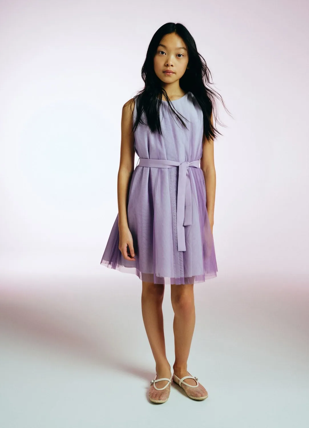 Calliope robe fille tulle cérémonie avec ceinture