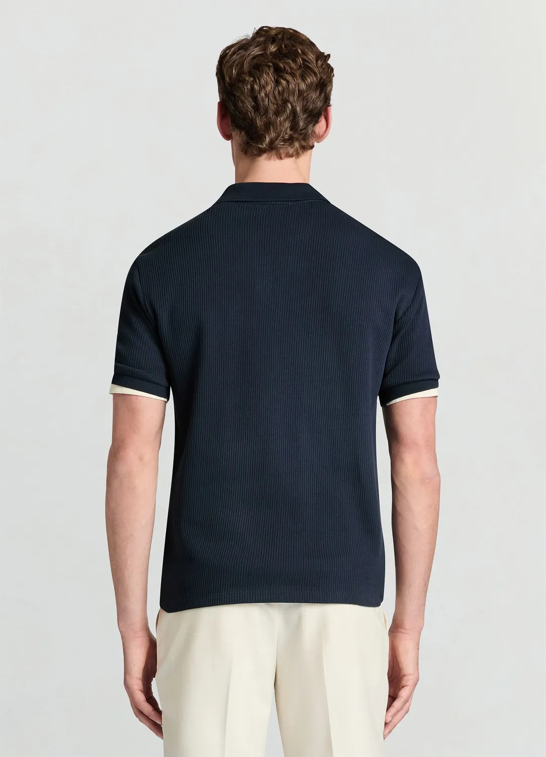 Calliope polo homme L col V manches courtes côtelé