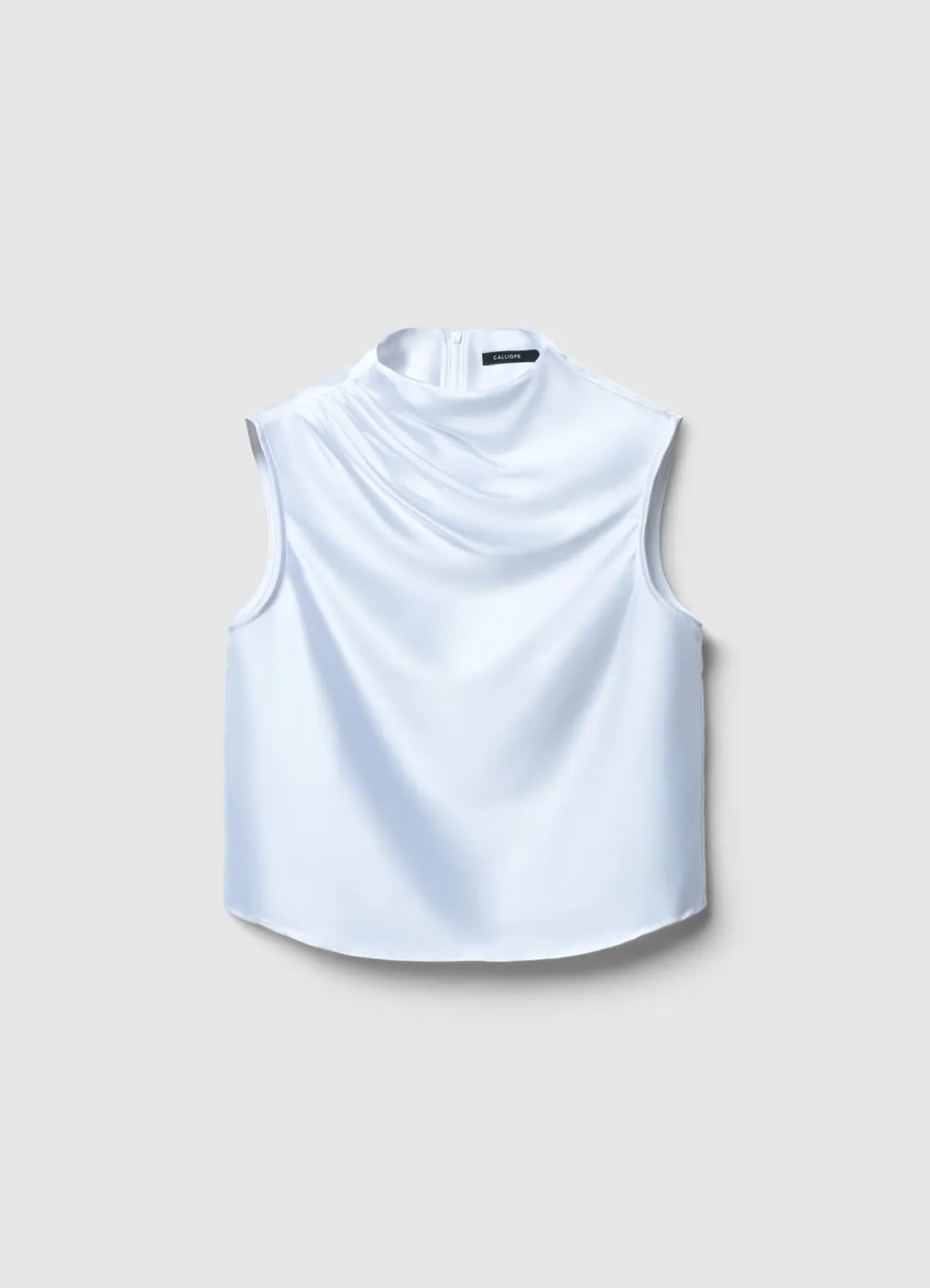 Calliope top satiné col rond sans manches femme