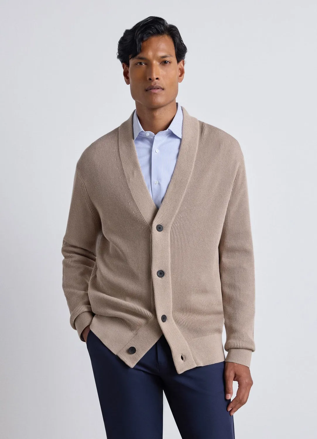 Calliope cardigan homme côtes col V boutons