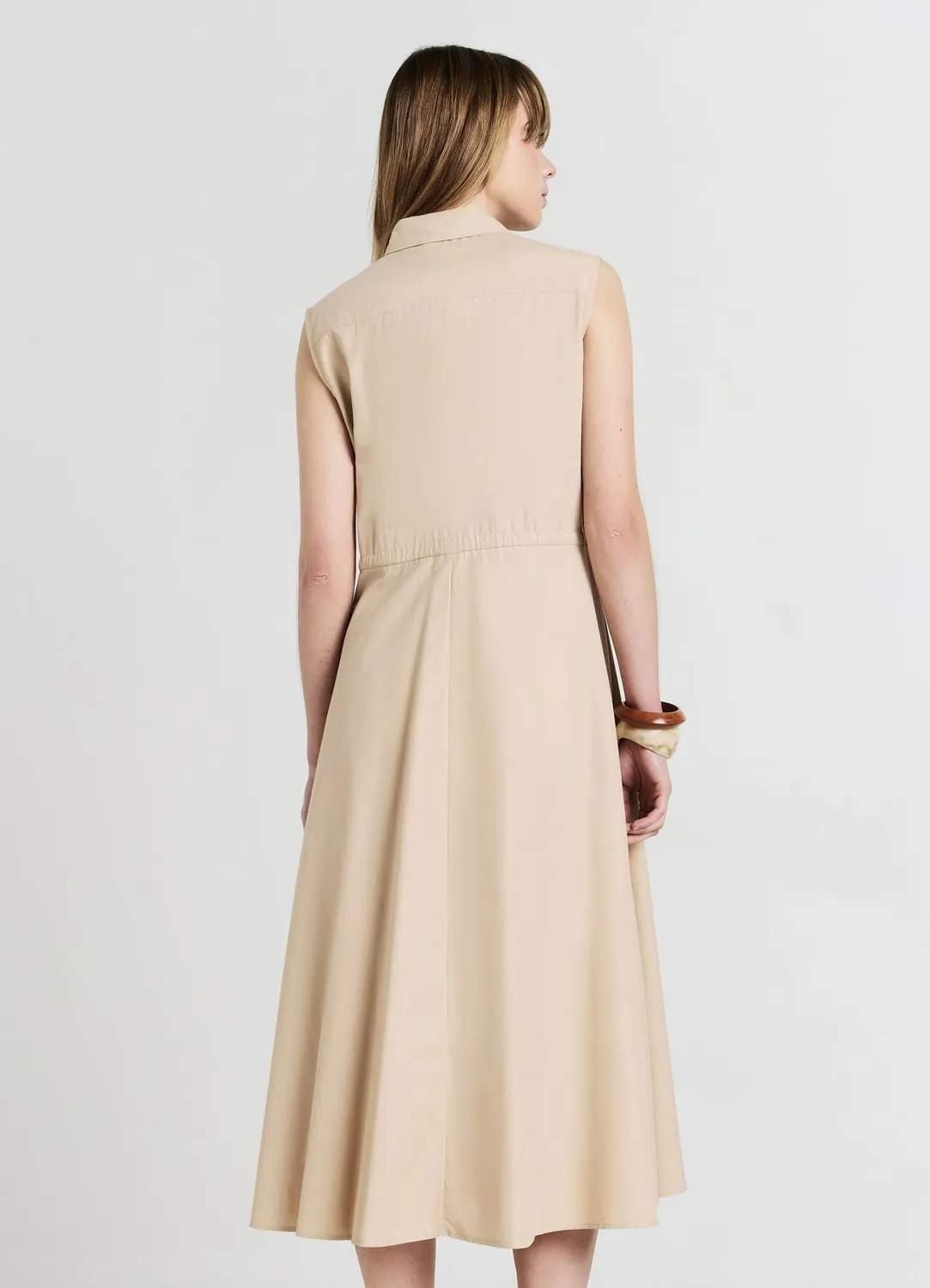 Calliope robe chemise longue sans manches boutonnée
