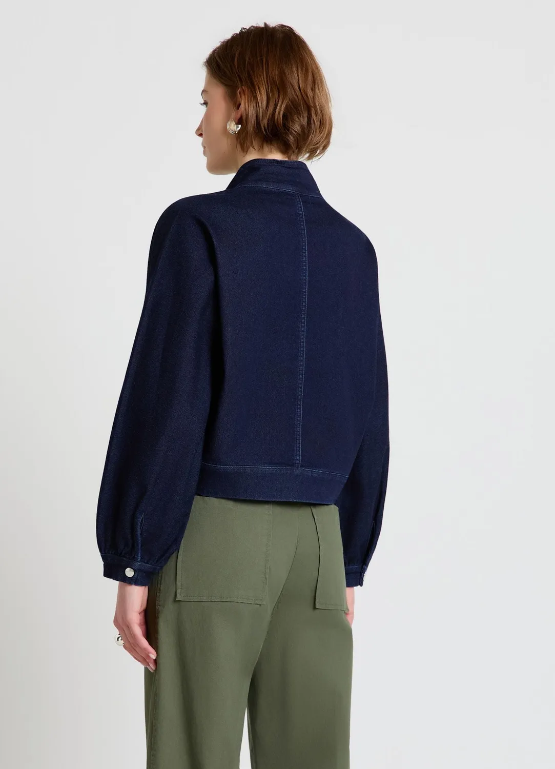 Calliope sweat zippé femme col montant effet denim