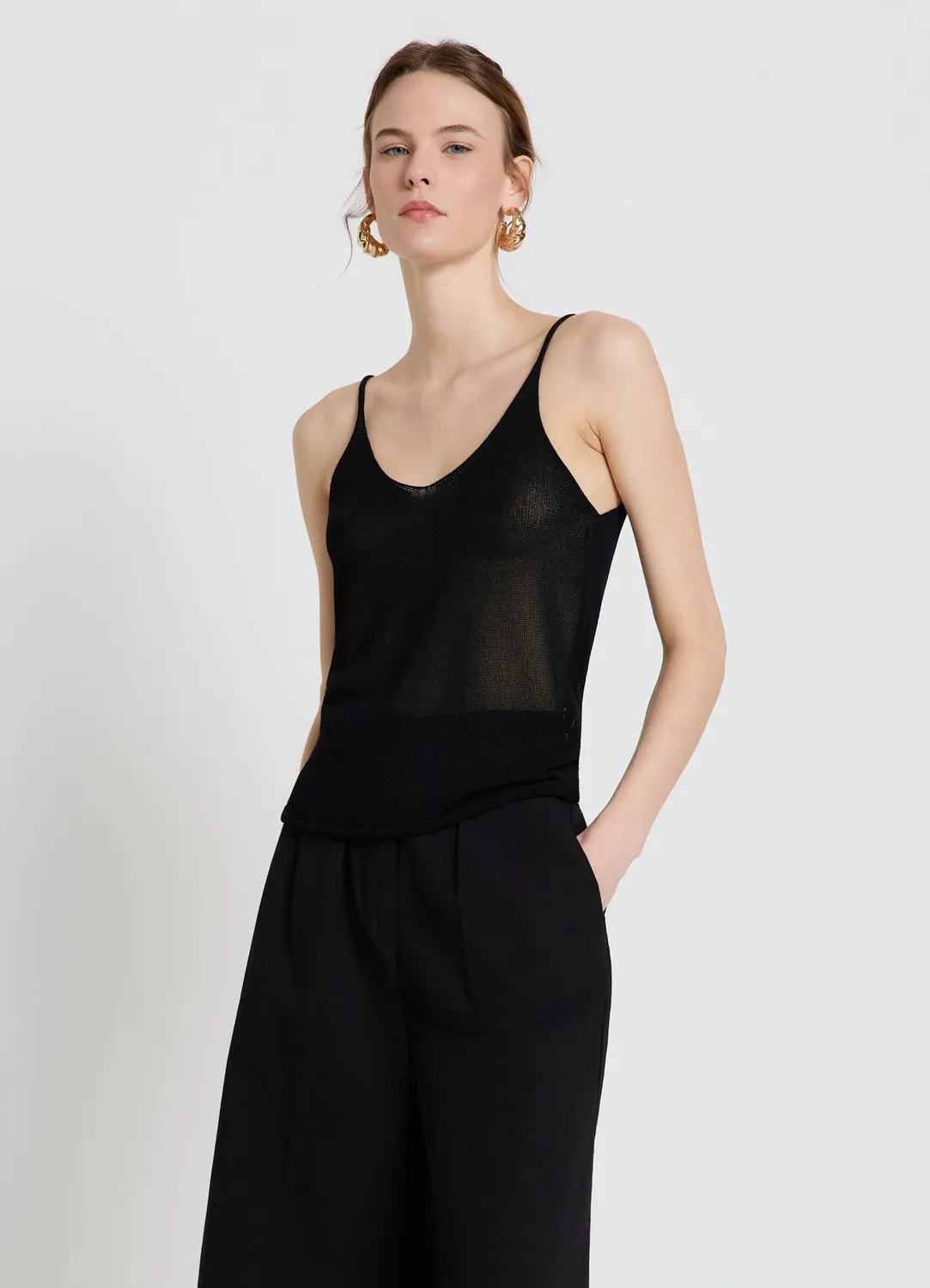 Calliope Canotta maglia V débardeur femme col V