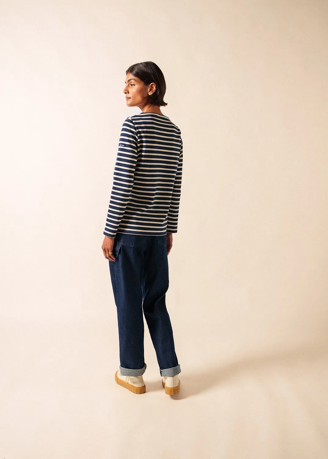Saint James Méridame marinière Marine/Écru coton épais