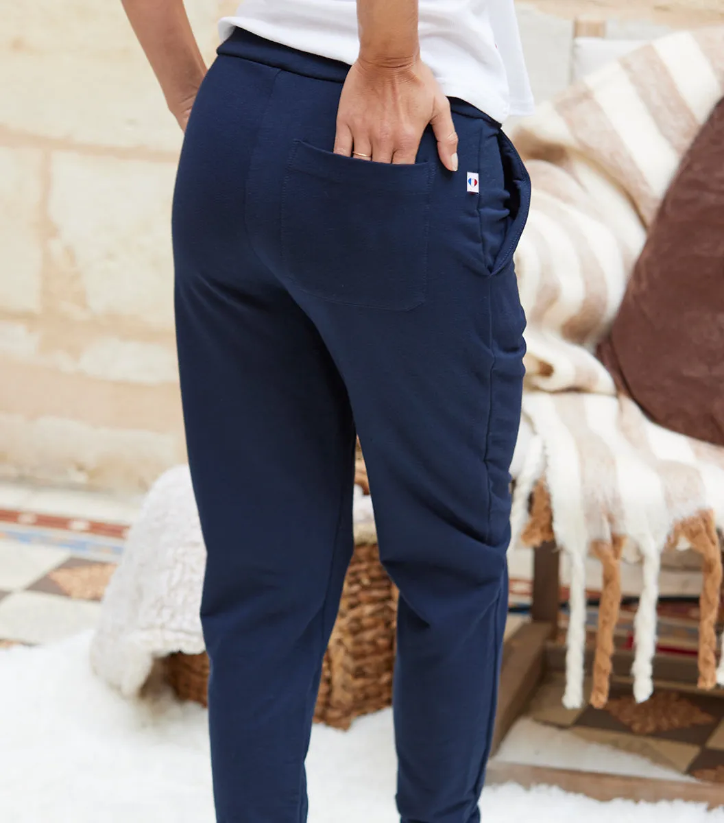 Cocorico Coq Français jogging femme marine coton