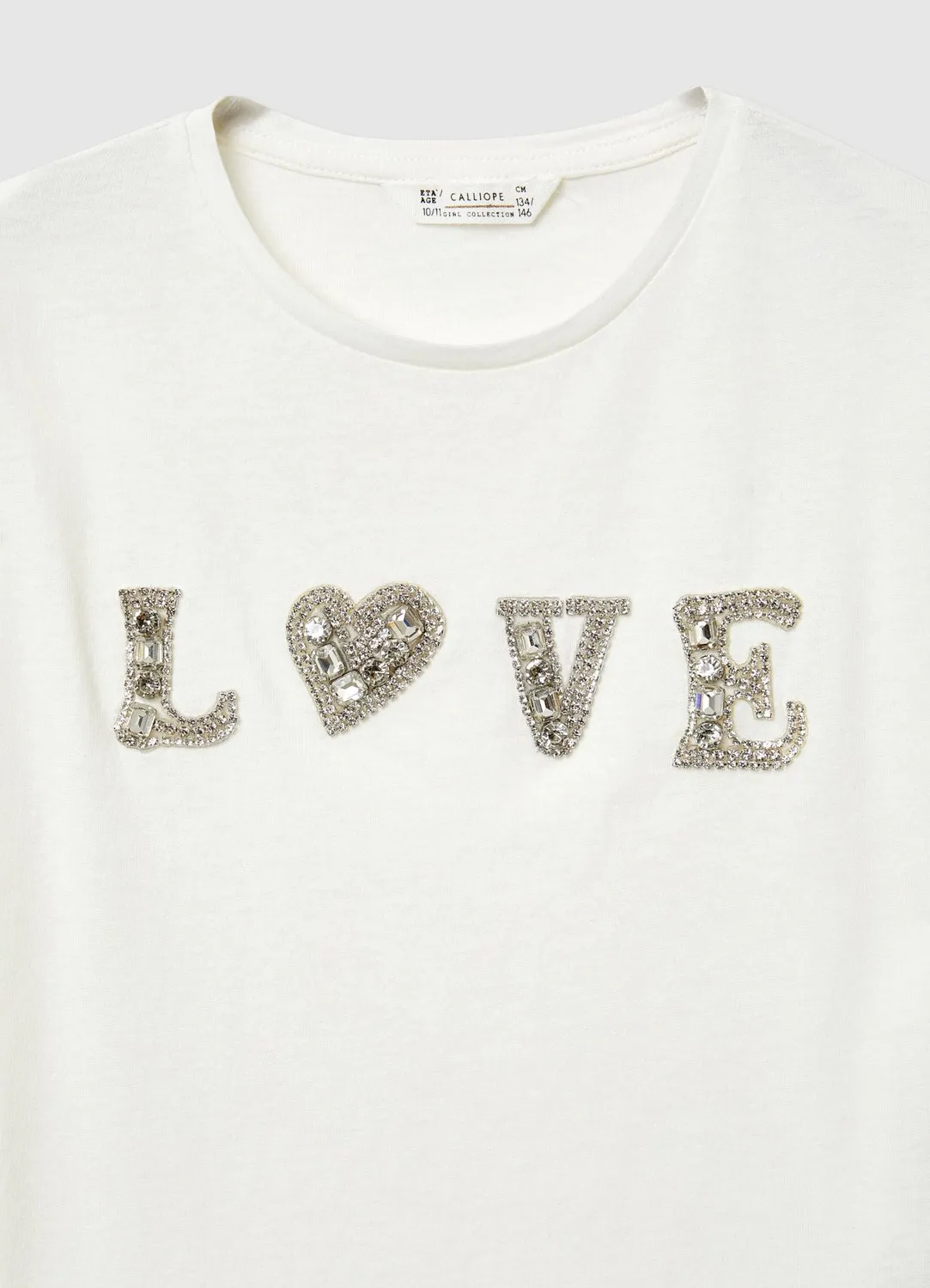 Calliope scritta strass t-shirt fille col rond