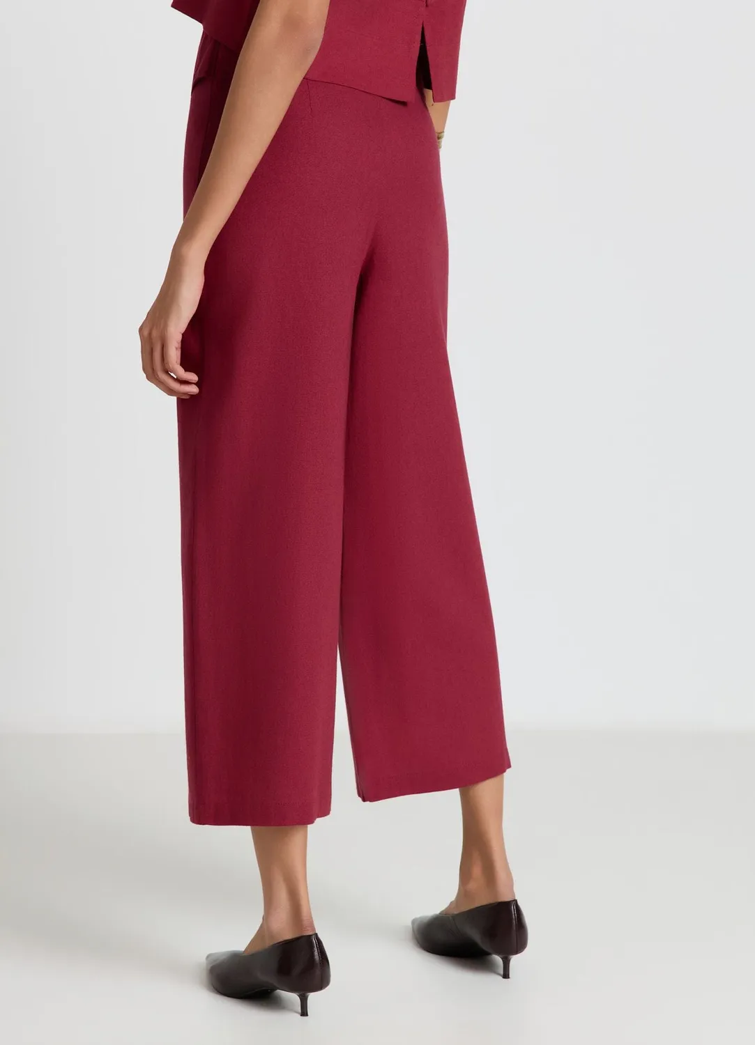 Calliope lino pantalon culotte boucle femme