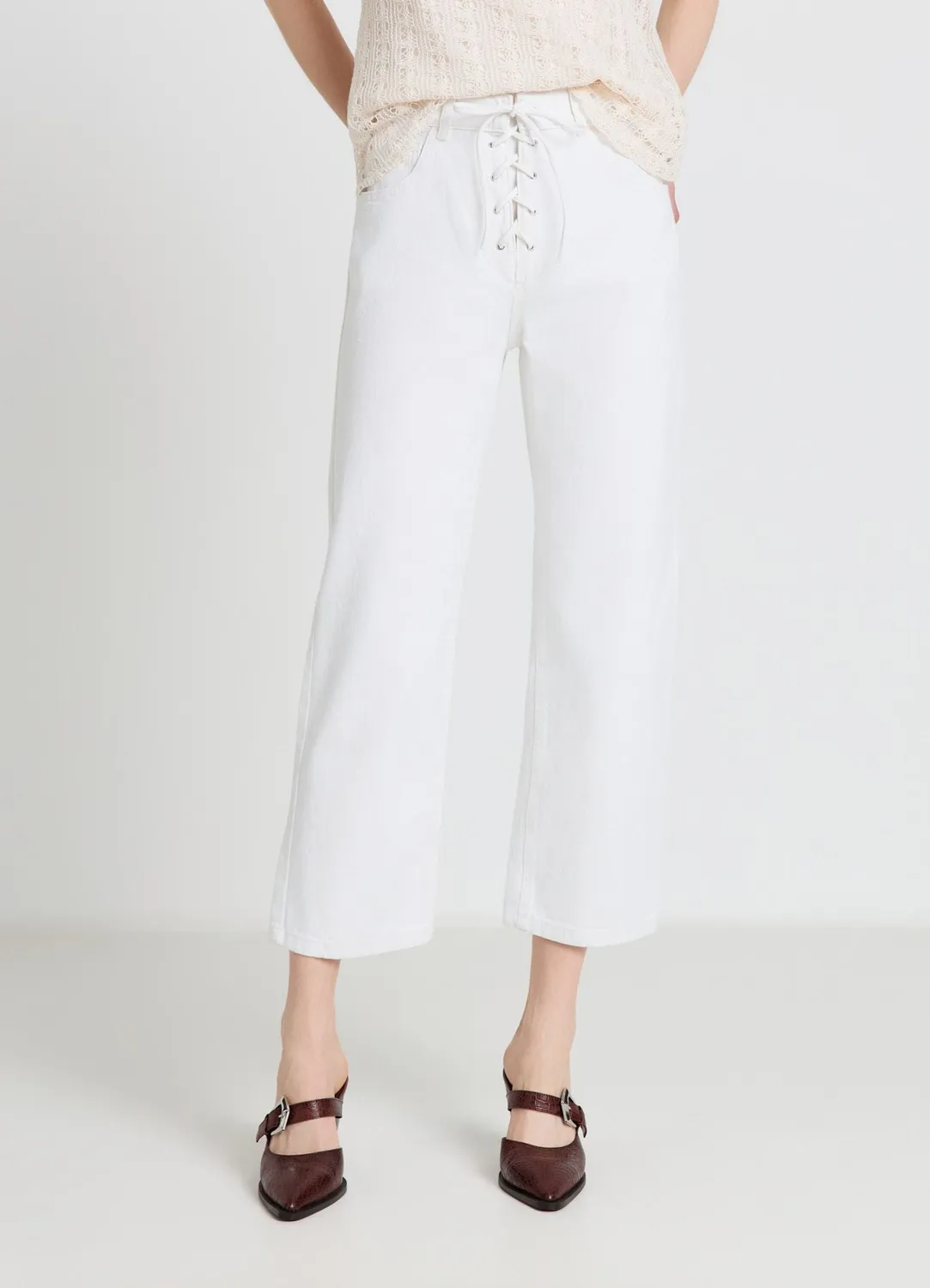 Calliope pantalon droit femme S lacets revers
