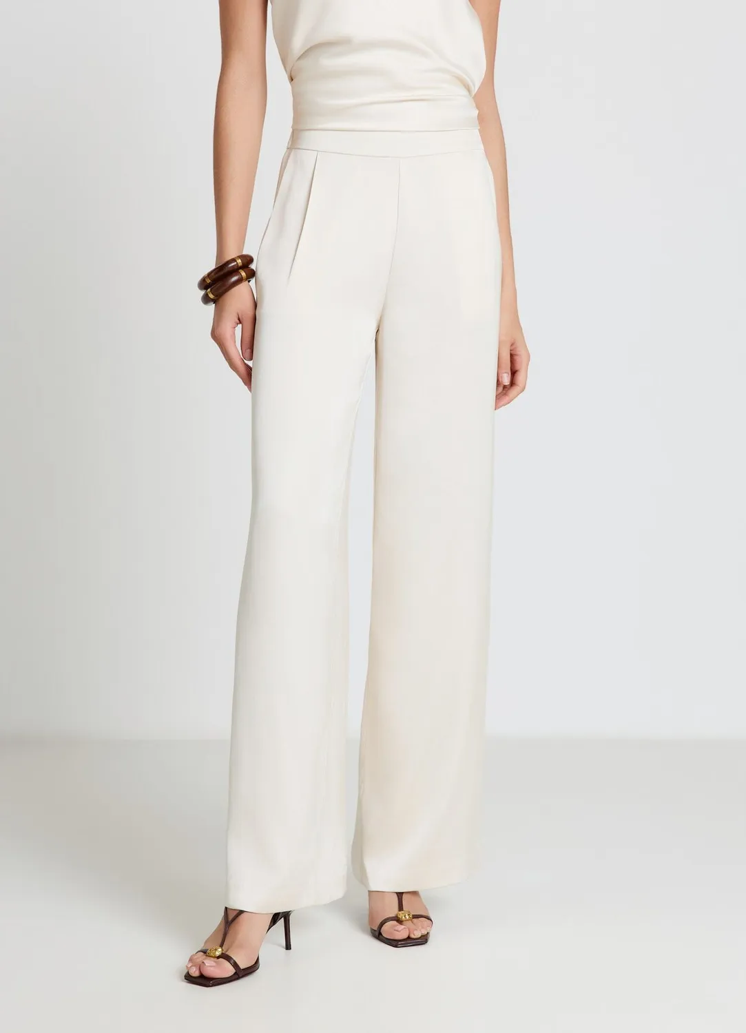 Calliope Palazzo pantalon large uni femme taille haute