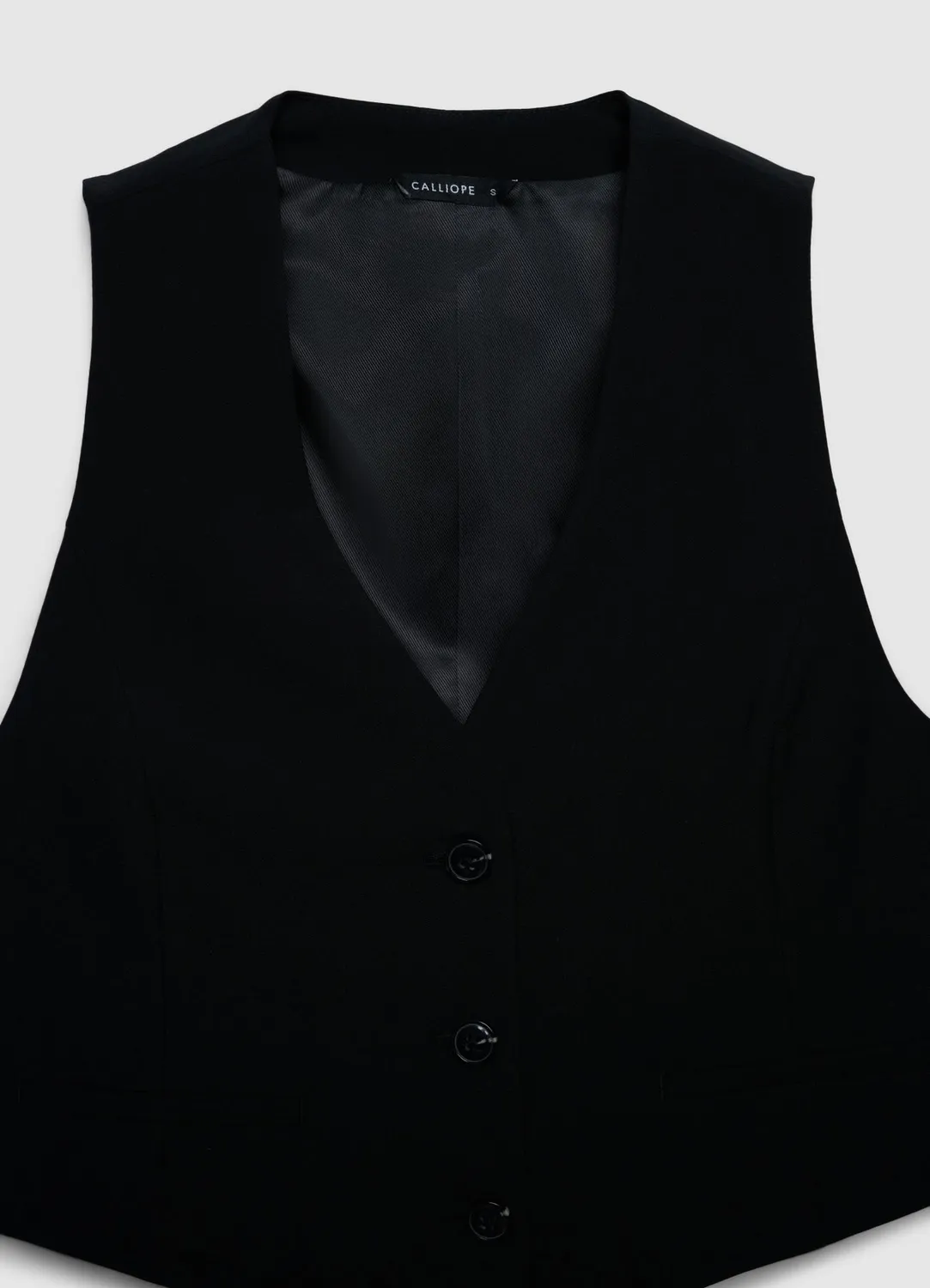 Calliope court 3 boutons gilet femme col V cintré