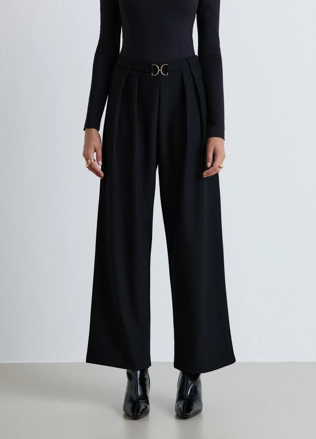 Calliope Palazzo pantalon femme palazzo ceinture taille haute