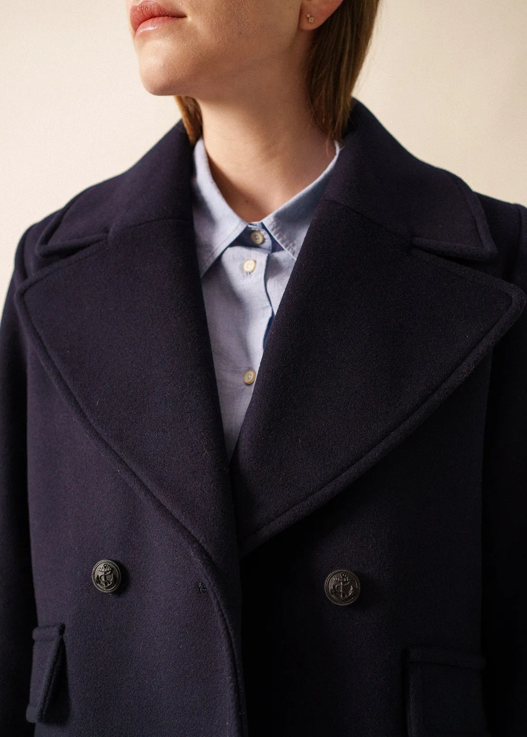 Saint James Ste Romy caban navy femme laine vierge