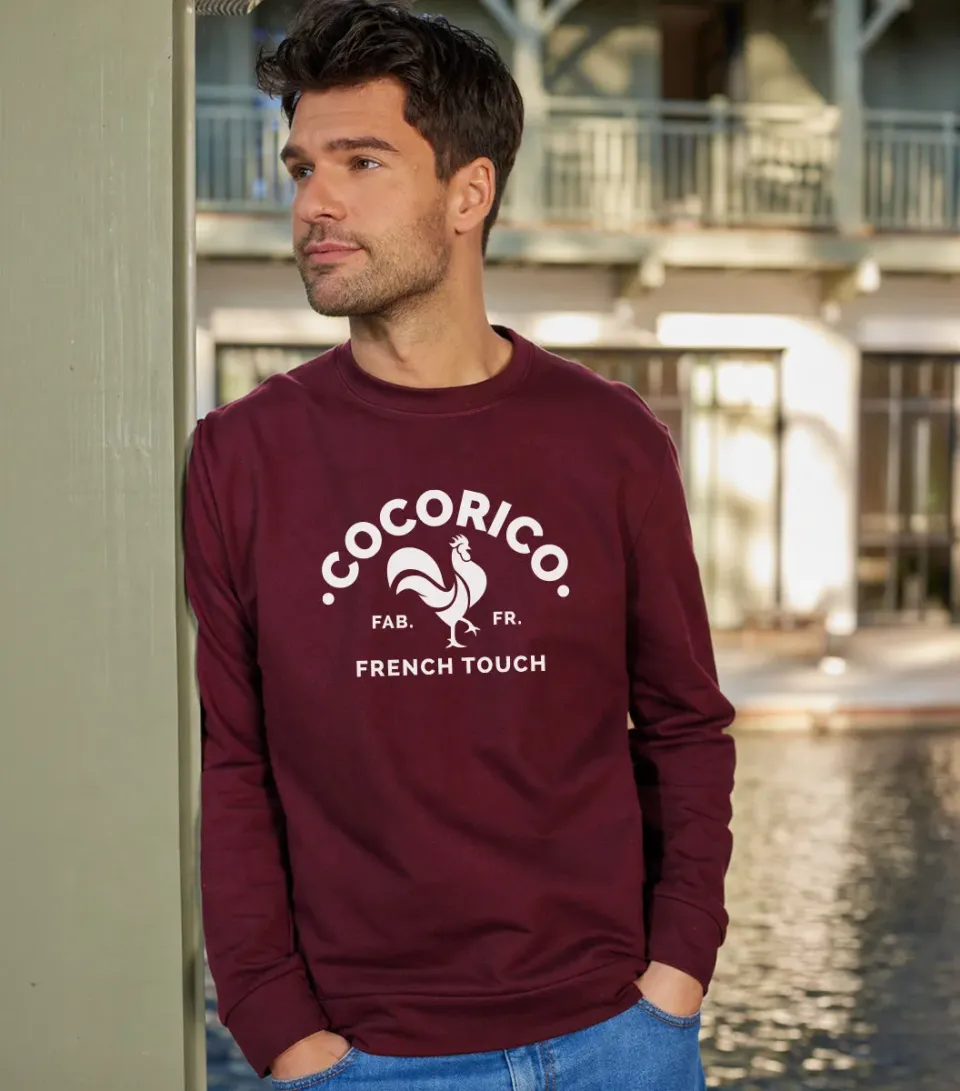 Cocorico Coq Français sweat homme bordeaux coton