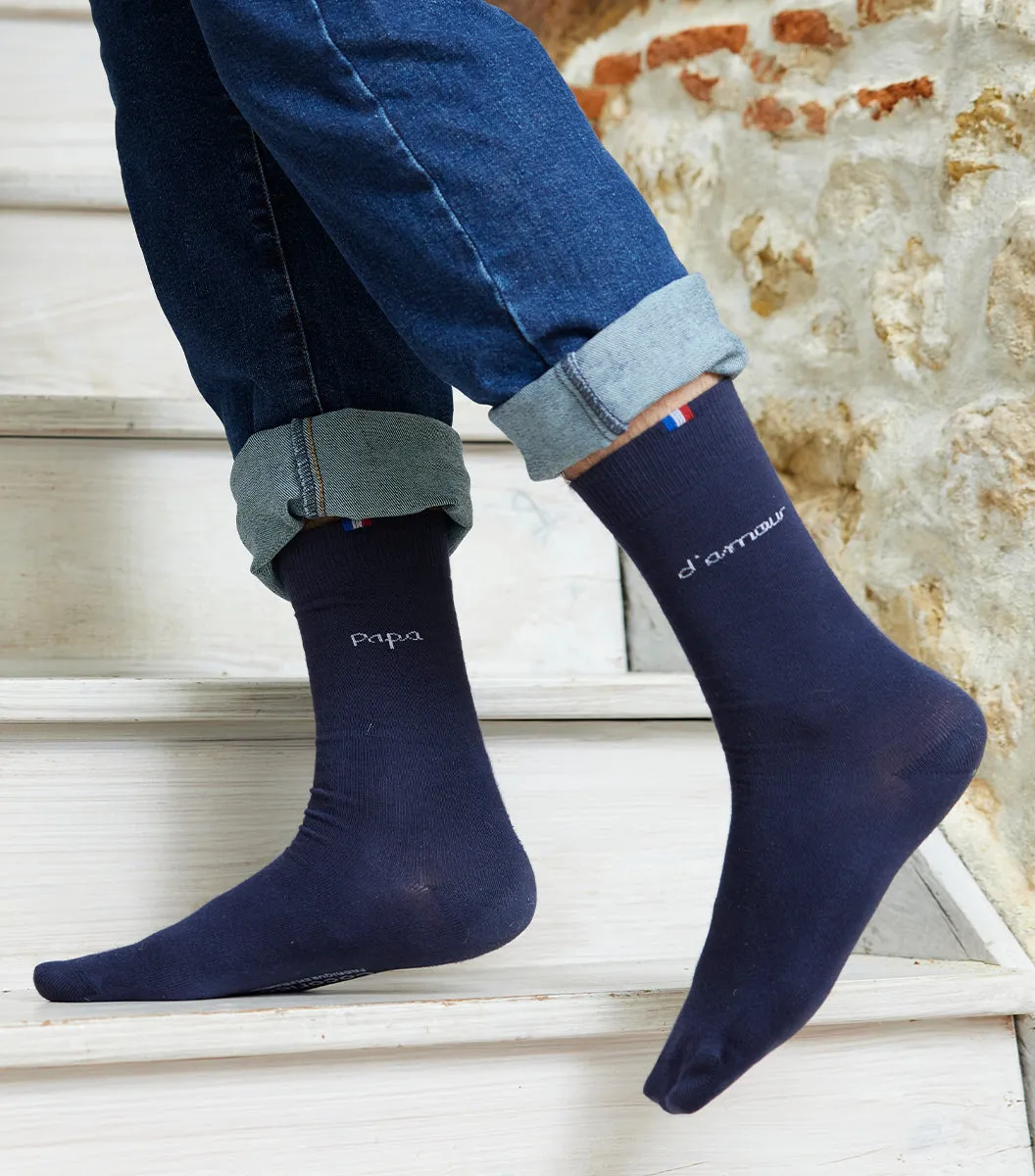 Cocorico Papa d'Amour chaussettes homme x2 marine 41/46 coton