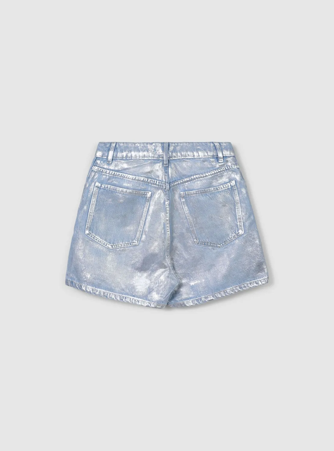 Calliope bermuda jean taille haute effet enduit femme