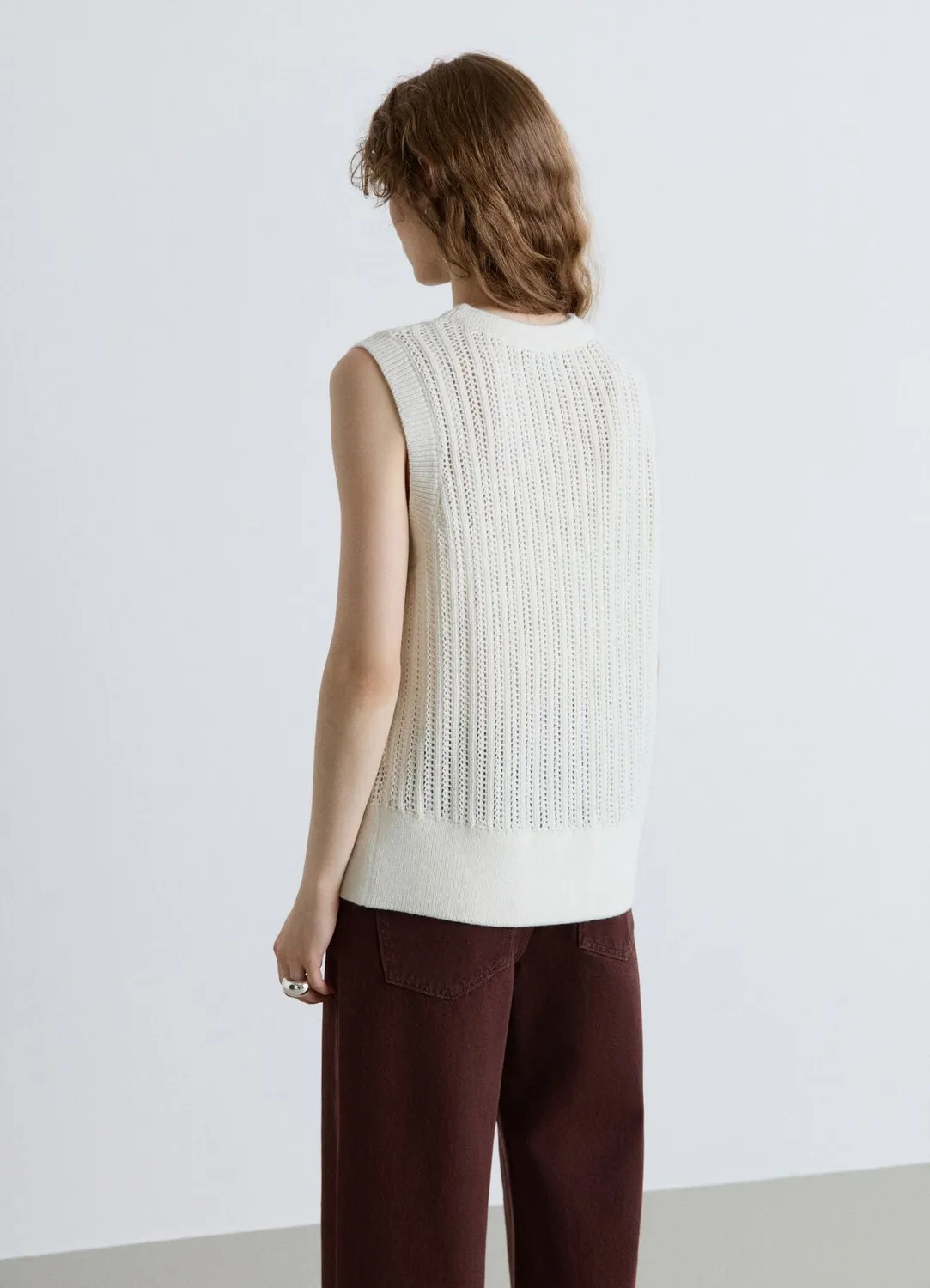Calliope Gilet maille ajourée col V boutonné