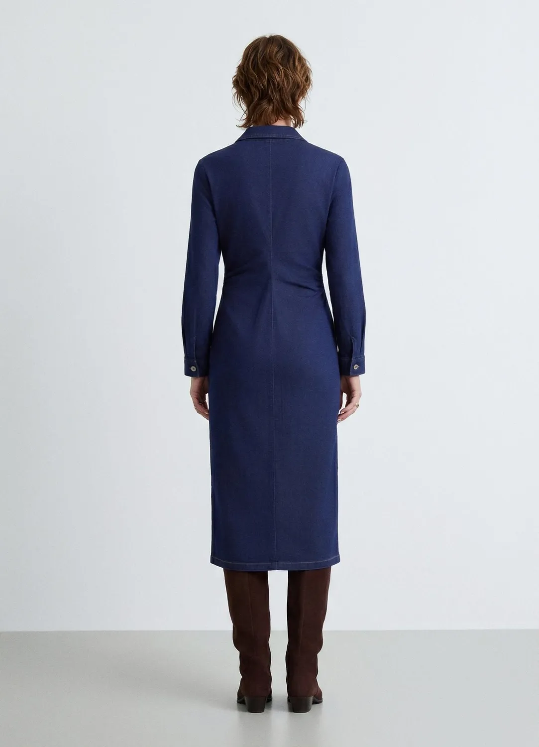 Calliope robe chemisier denim stretch boutons femme