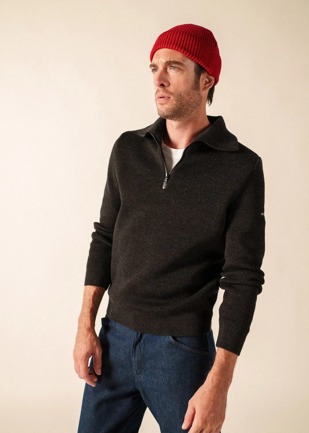Saint James Cotentin pull anthracite 100% laine