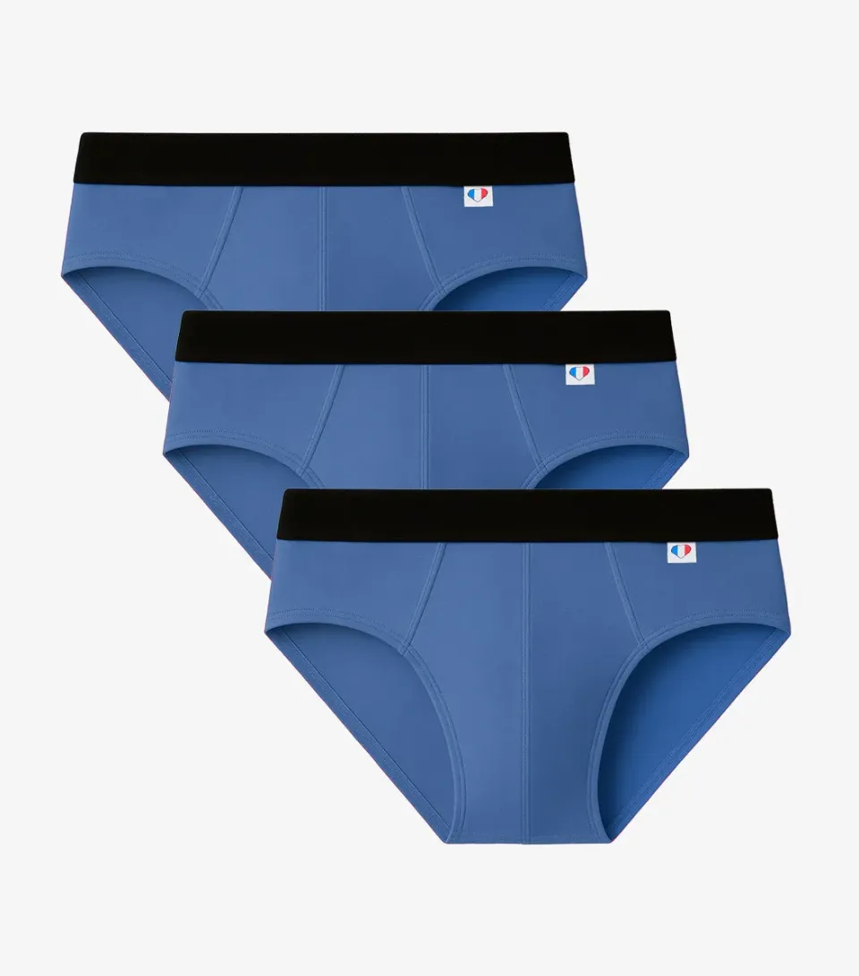 Cocorico Intemporel slip homme bleu riviera x3 coton