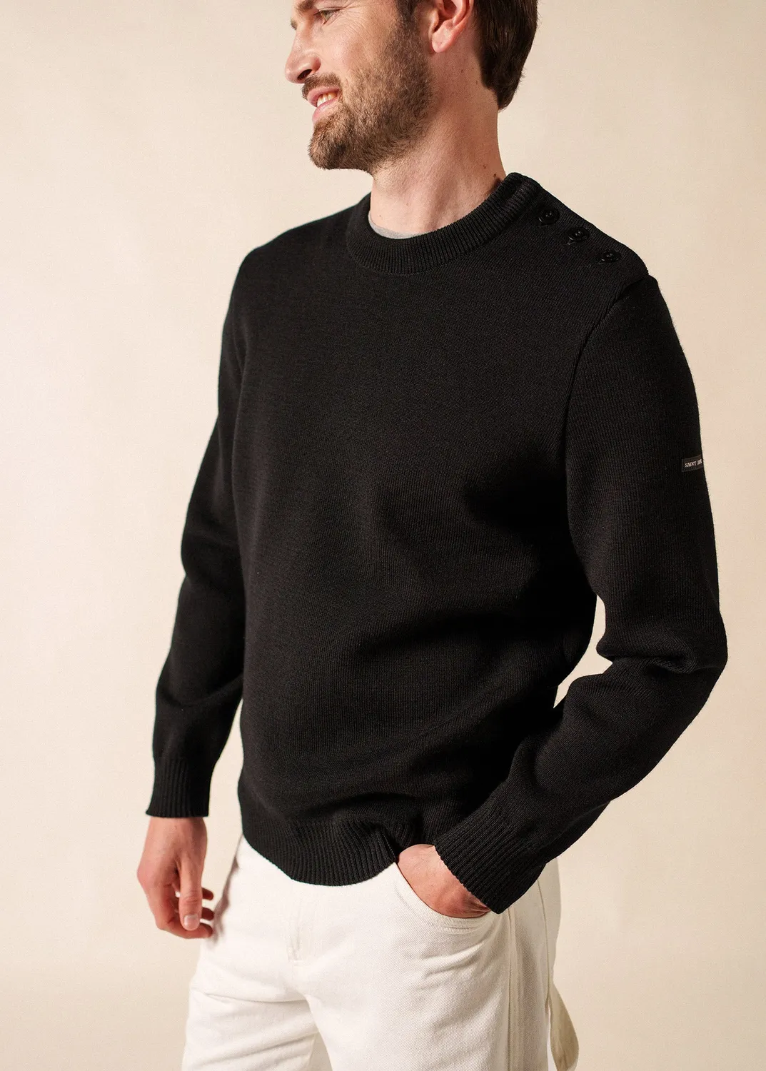 Saint James Cancale pull marin noir 100% laine