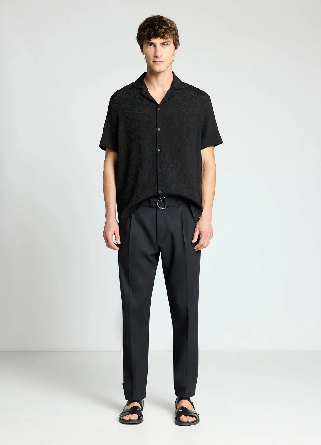 Calliope chemise homme col bowling unie manches courtes