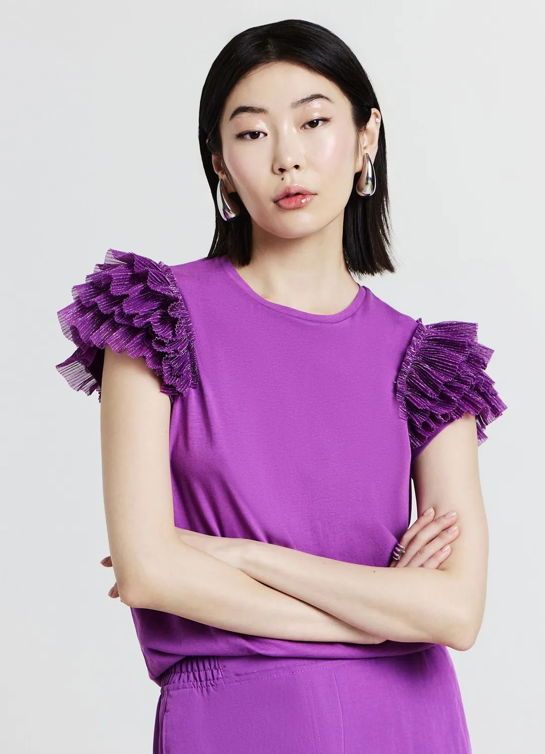 Calliope t-shirt tulle femme M col rond coton