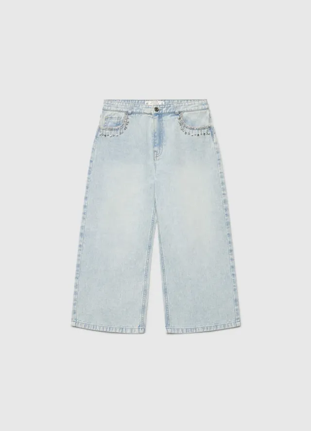 Calliope Jean fille crop large chaînes strass
