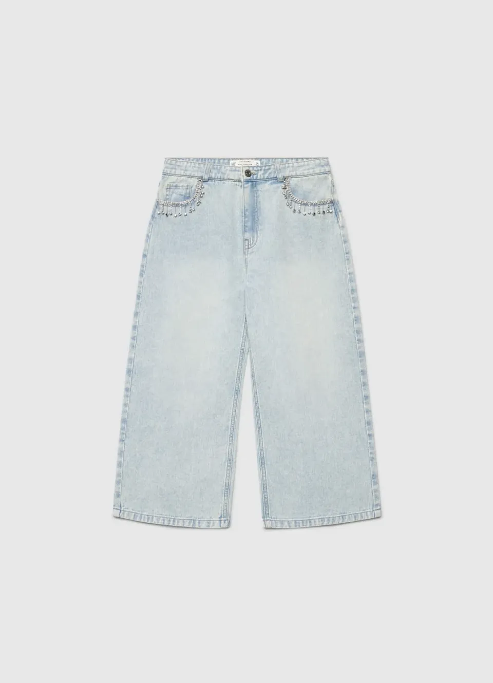 Calliope Jean fille crop large chaînes strass