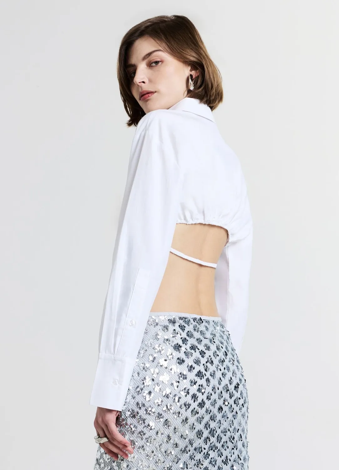 Calliope chemise cropped à lacets femme coton