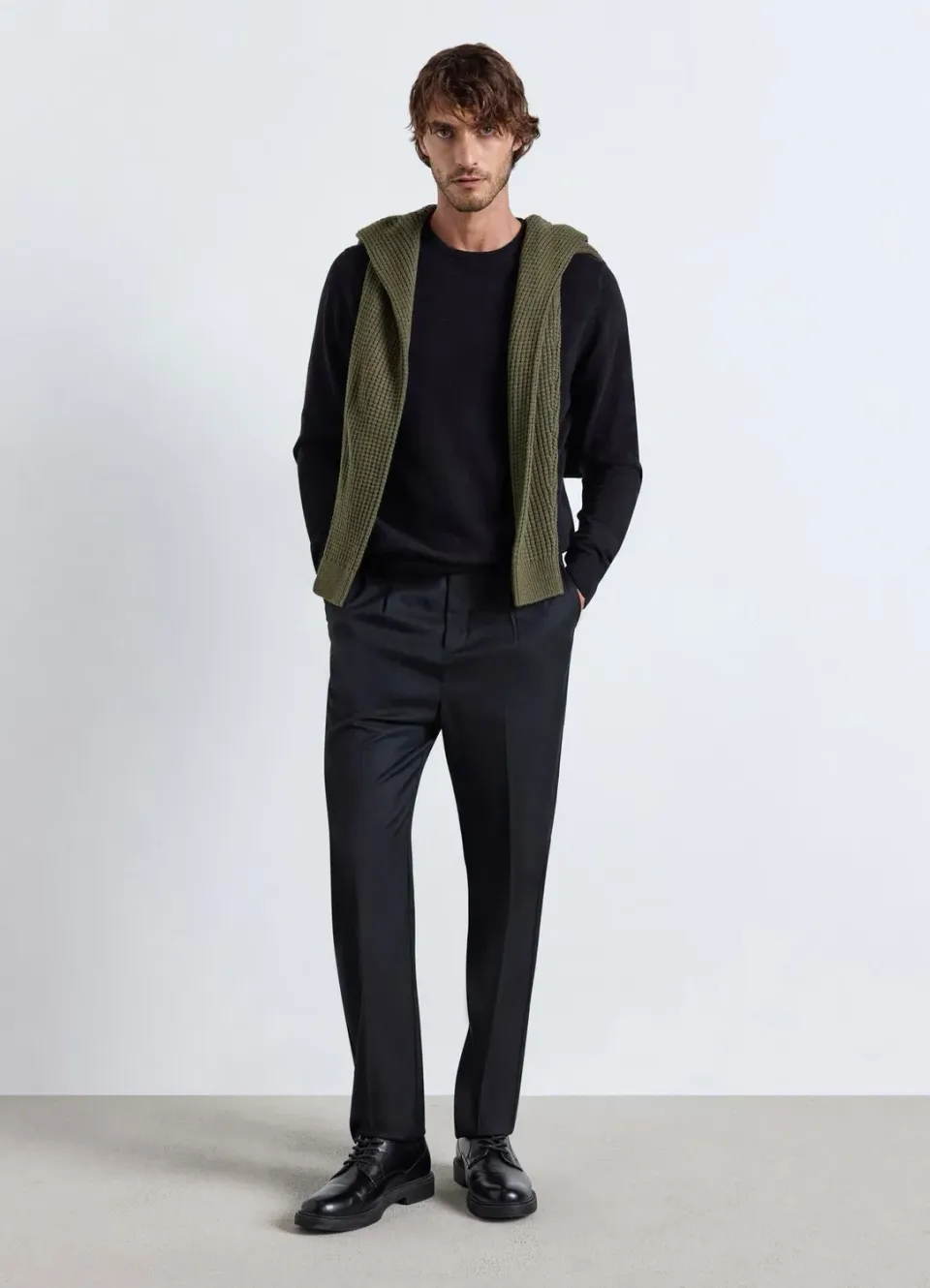 Calliope pull col rond homme uni manches longues