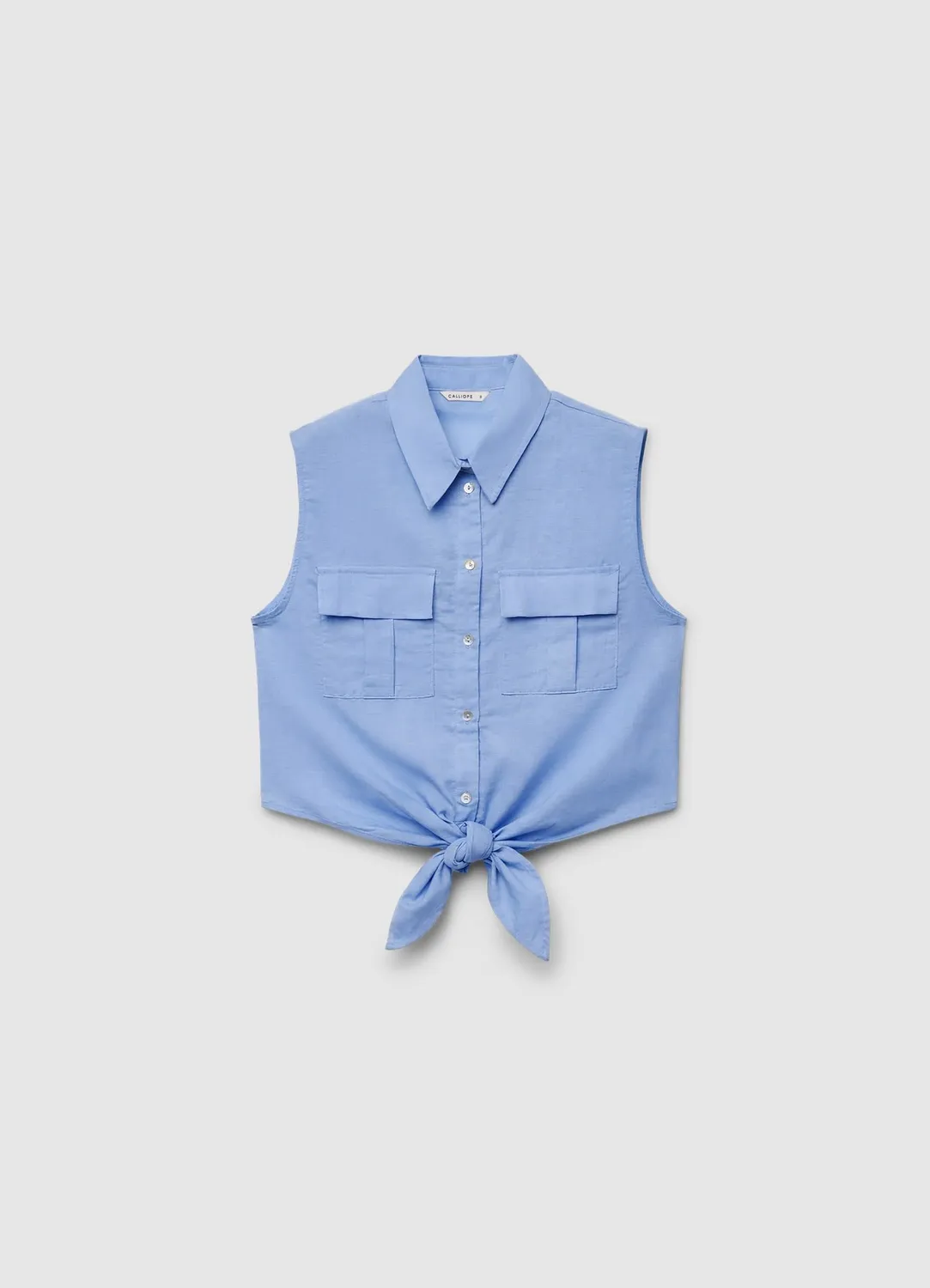 Calliope chemise sans manches femme lin nœud