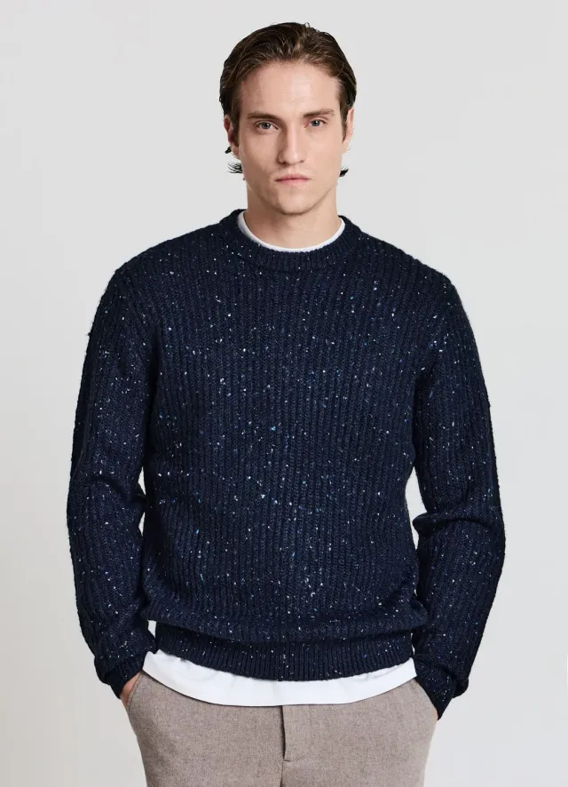 Calliope Pull côtelé homme col rond uni