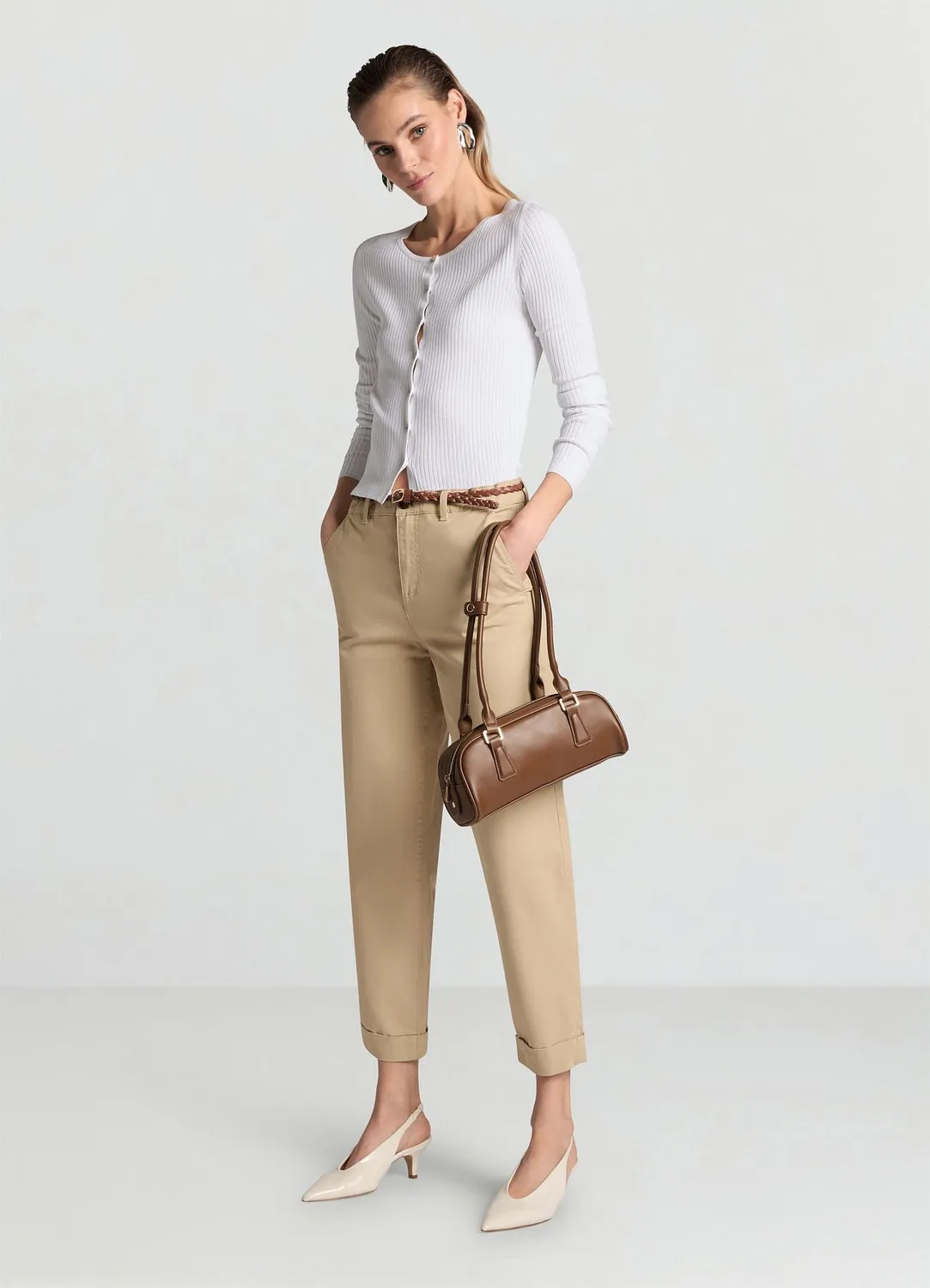 Calliope Chino à ceinture tressée pantalon femme