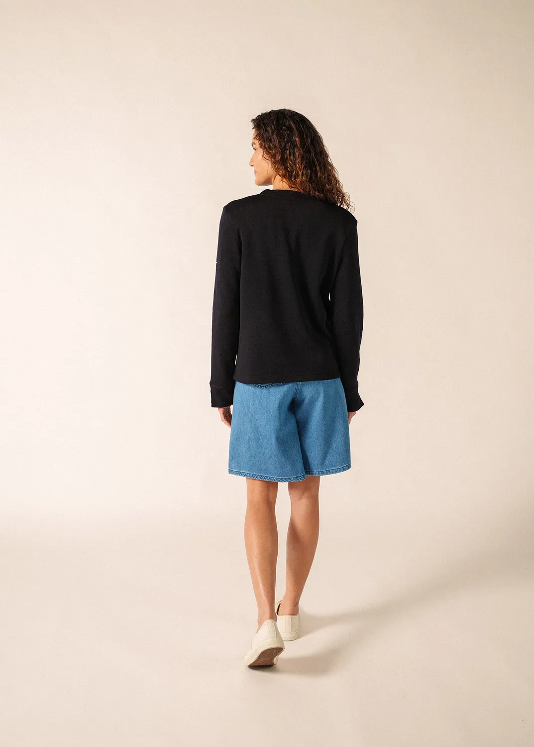 Saint James La Rochelle gilet zippé navy laine coton