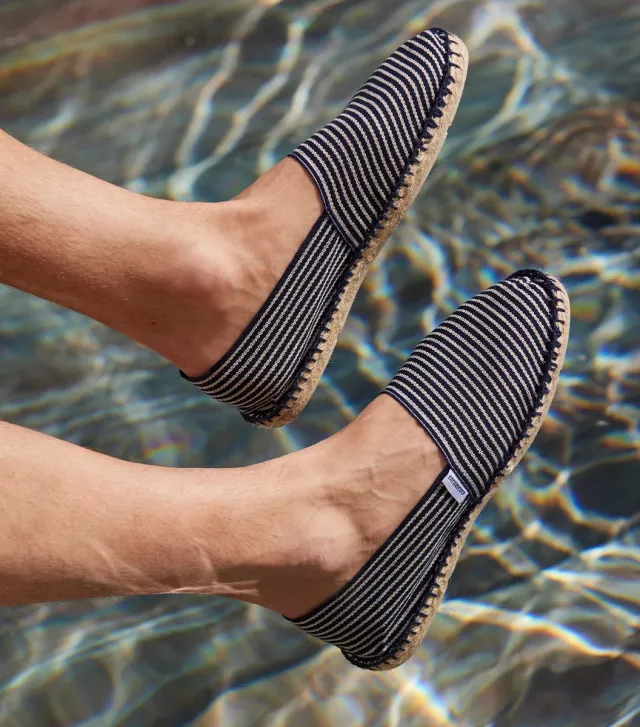 Cocorico Rayé Fine espadrille homme bleu coton