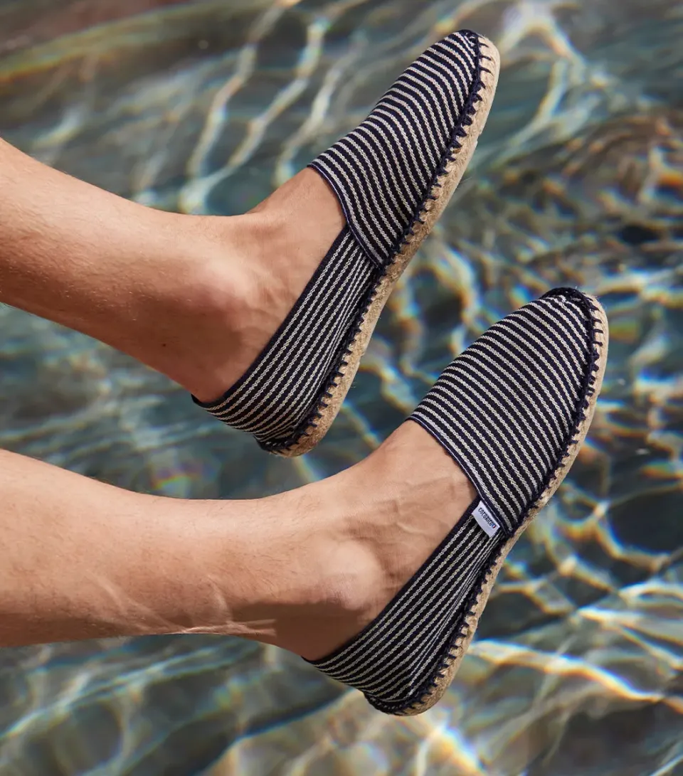 Cocorico Rayé Fine espadrille homme bleu coton
