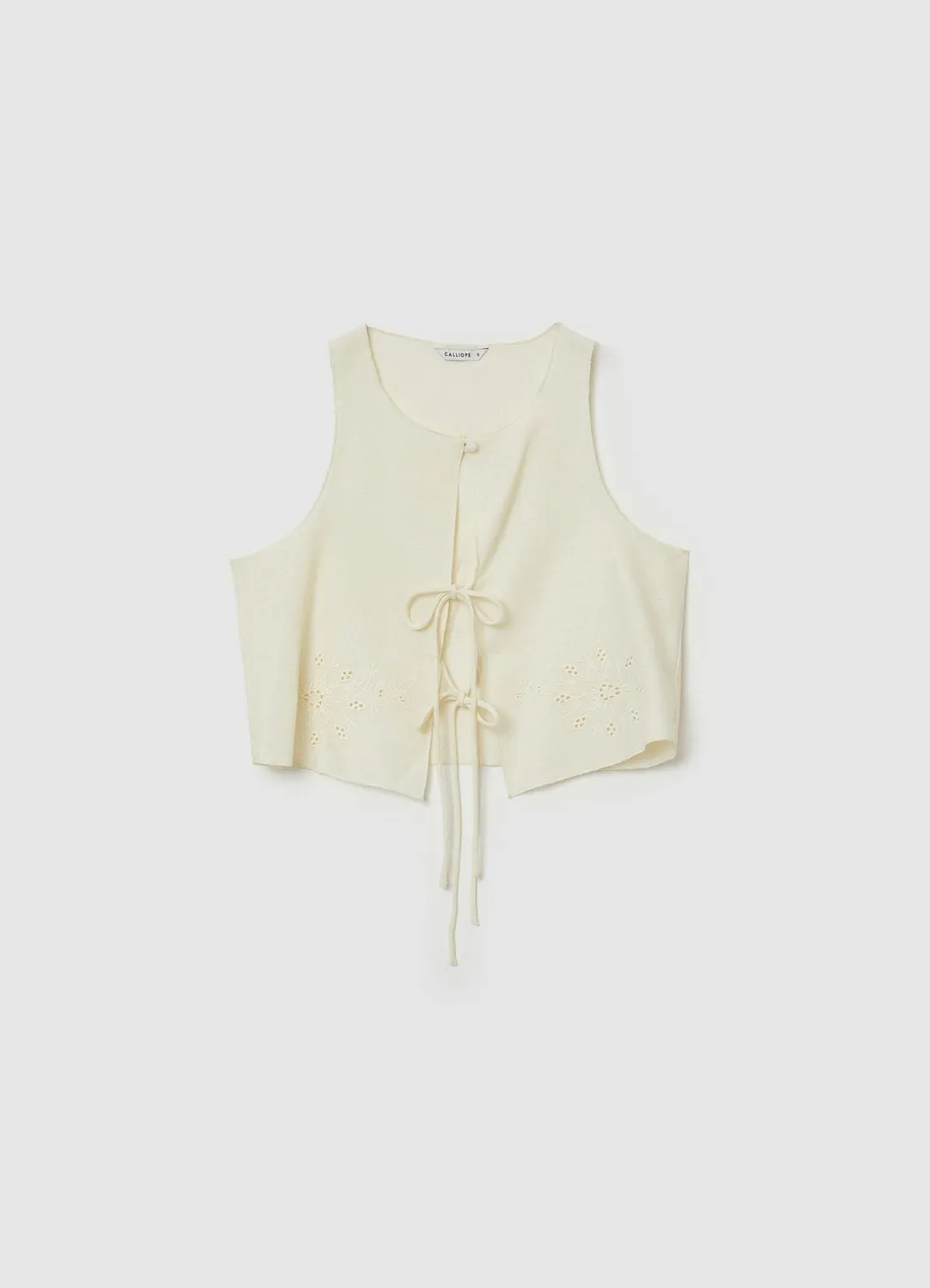Calliope gilet brodé femme laçage devant coupe regular