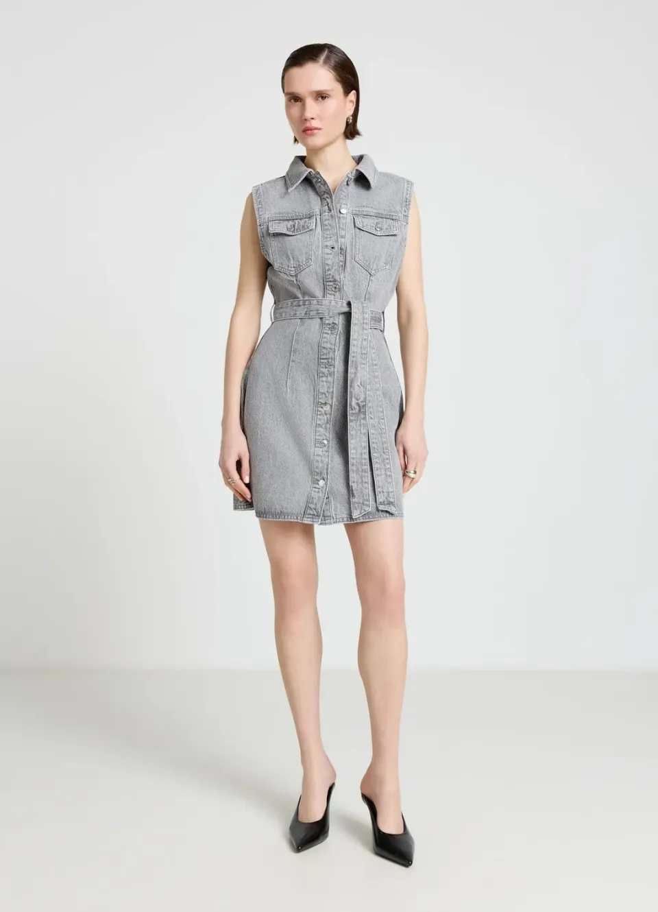 Calliope chemisier robe denim ceinture