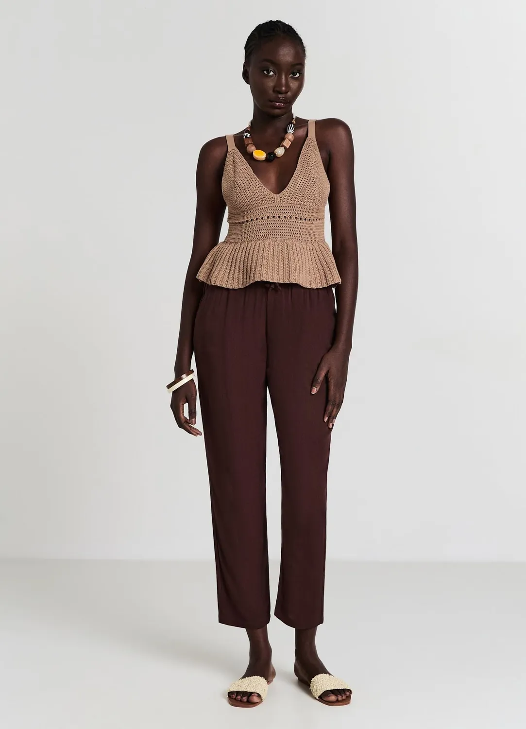 Calliope top peplum femme en coton uni taille S