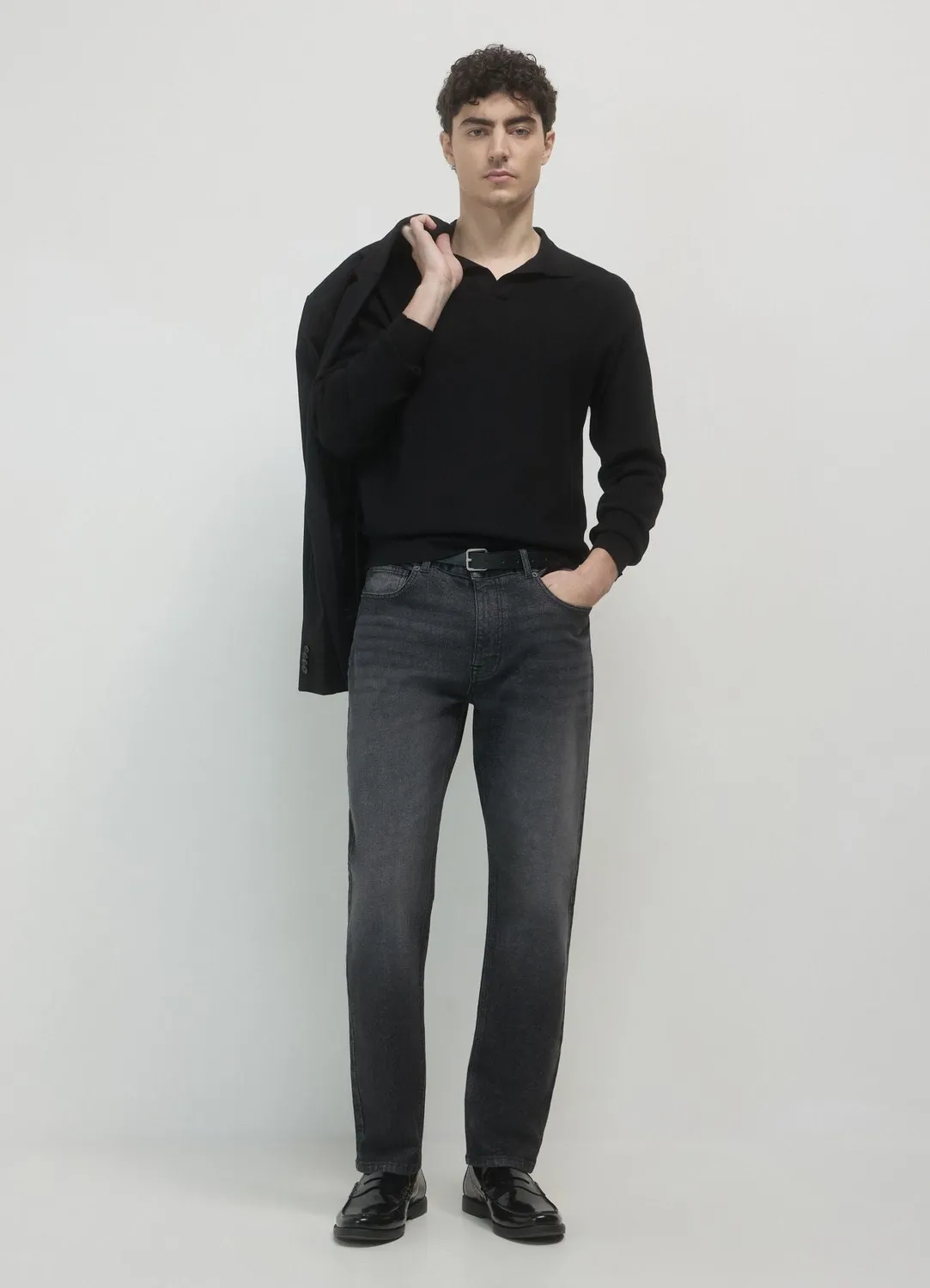 Calliope pull homme col chemise coton uni regular