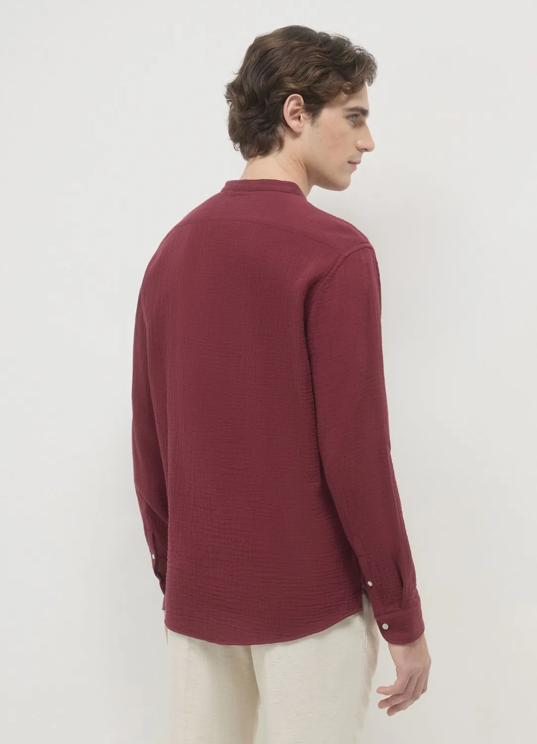 Calliope chemise homme col coréen coton gaufré