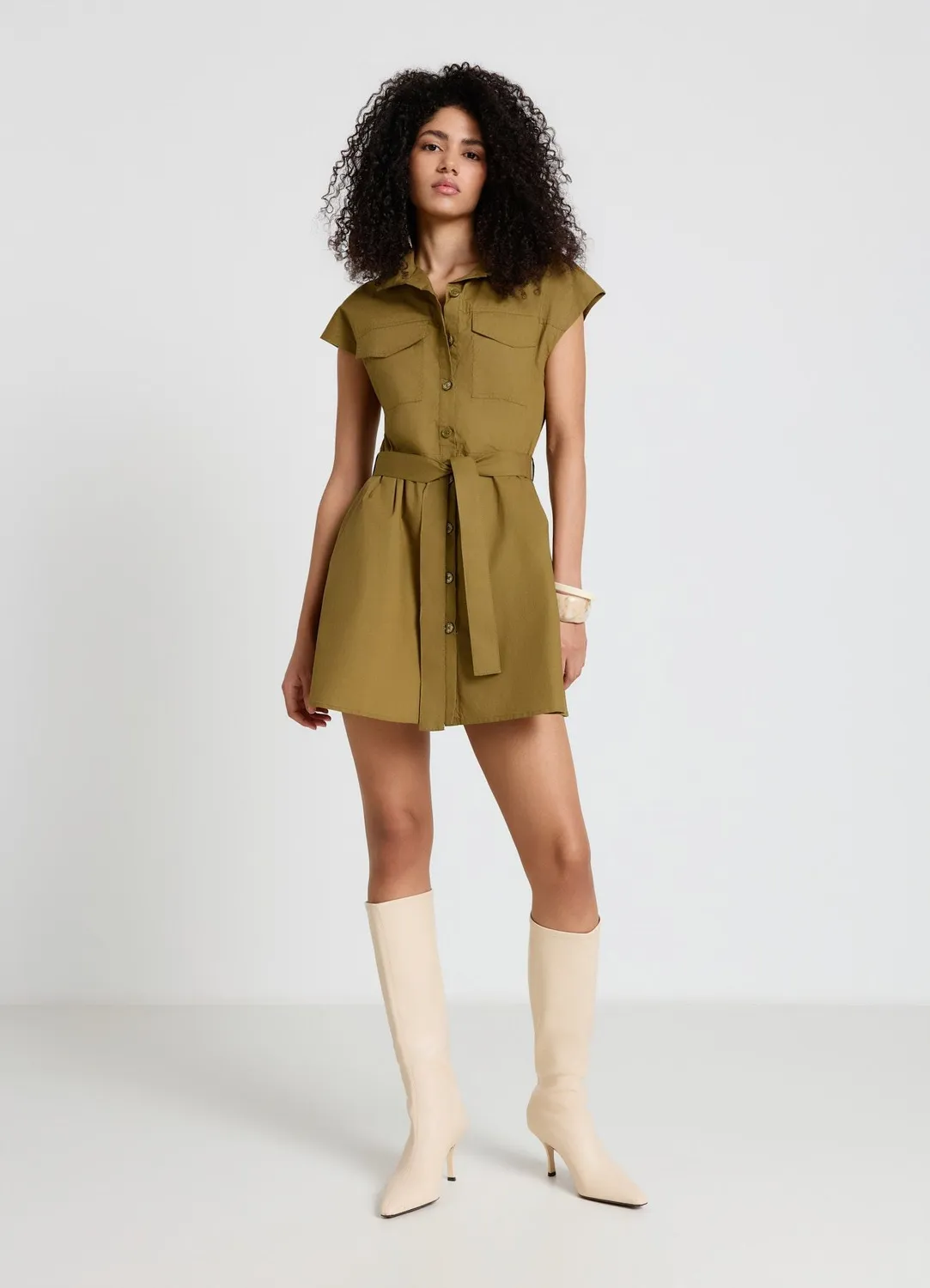 Calliope robe chemisier sans manches ceinture évasée