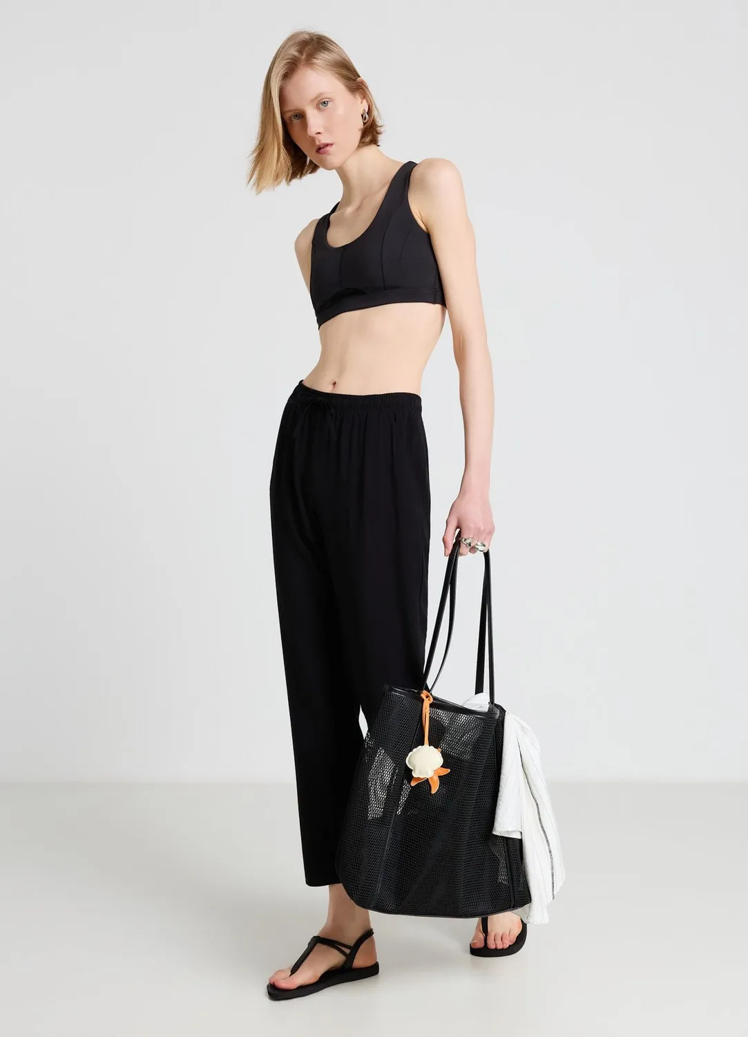 Calliope pantalon large taille élastiquée femme uni
