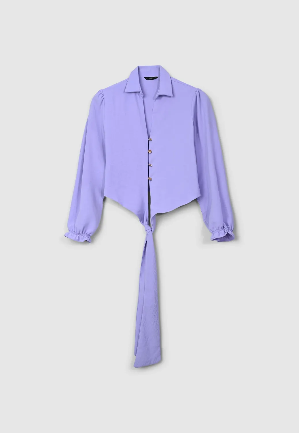 Calliope chemise crop à nœud femme manches longues