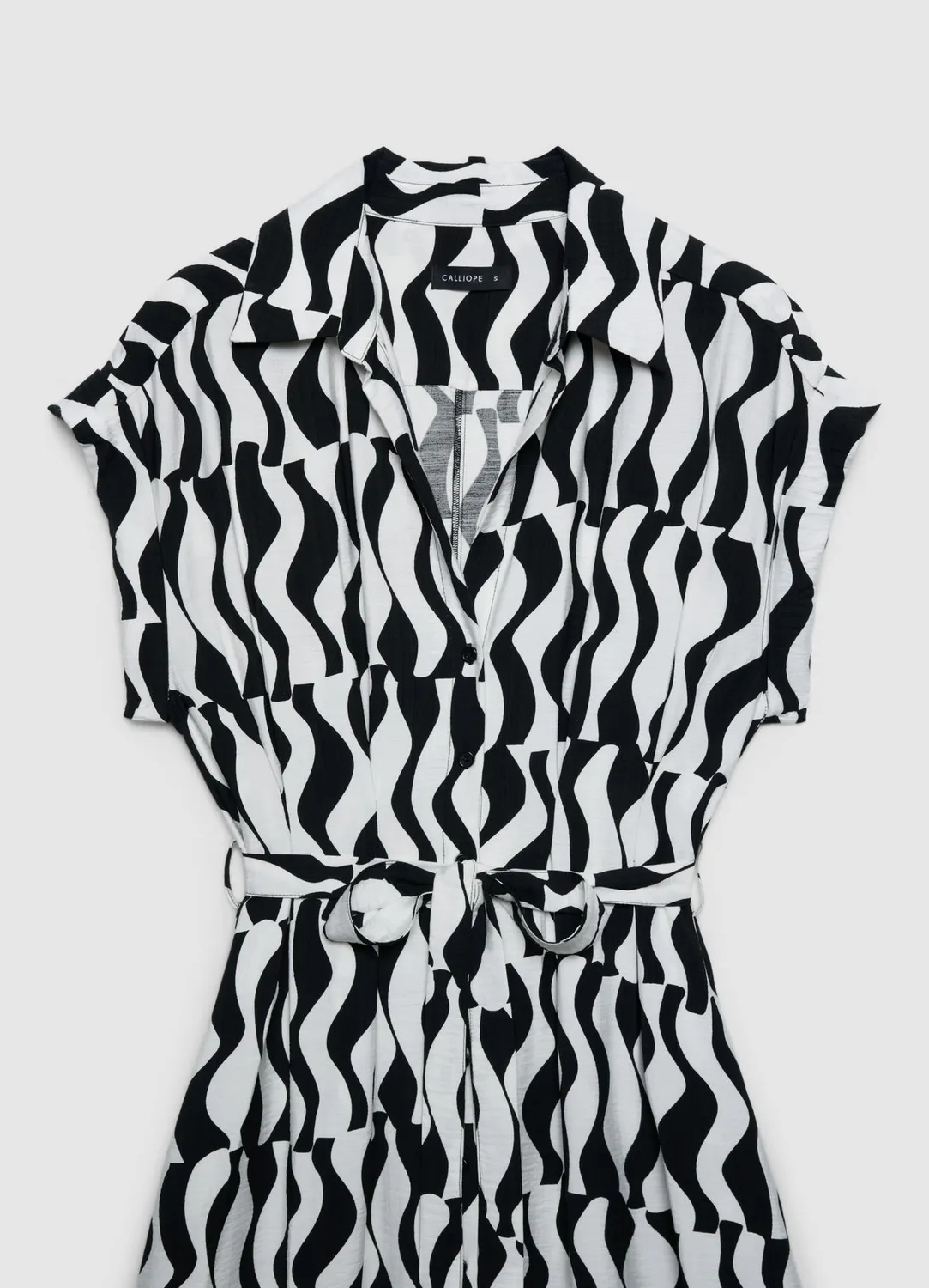 Calliope Atelier robe chemisier femme géométrique ceinture